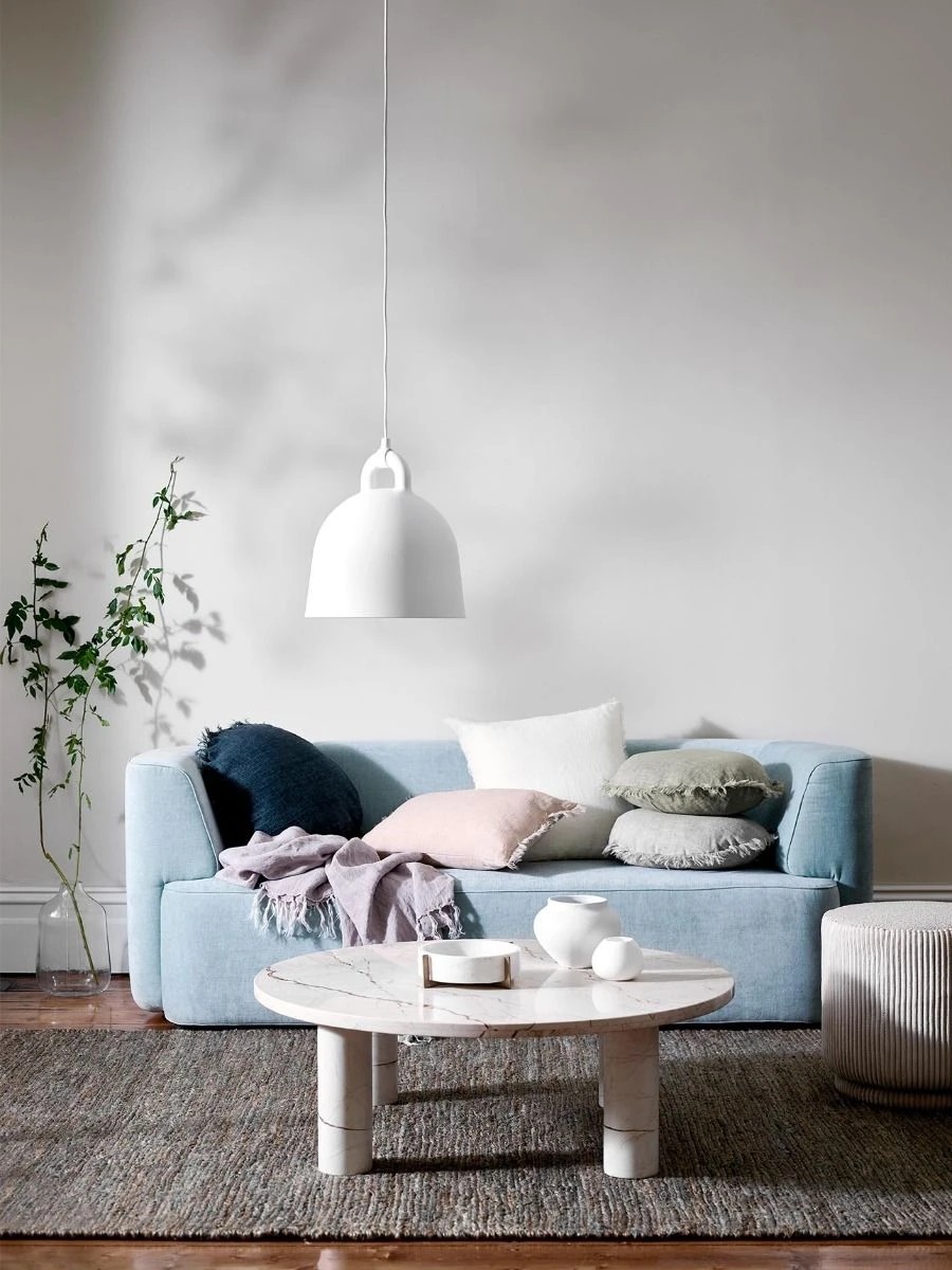 Vintage Linen Fringe 45cm Round Cushion - Fennel 5 Vintage Linen Fringe 45cm Round Cushion - Fennel - Image 3