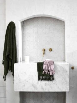 Paros Rib Bath Sheet - Olive Night -Best Home 2022 bathroom paros rib olive night lilac