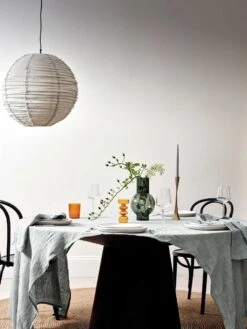 Vintage Linen Tablecloth - Limestone -Best Home 2023 dining tablelinen 1