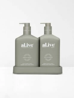 Green Pepper & Lotus Wash & Lotion DUO + Tray -Best Home al ive green pepper lotus natural hand body lotion pack 2