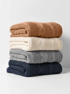 Cable Knit Throw - Rosewood -Best Home cable knit throw stack 3