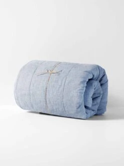 Chambray Coverlet - Denim -Best Home chambray coverlet denim rolled 1