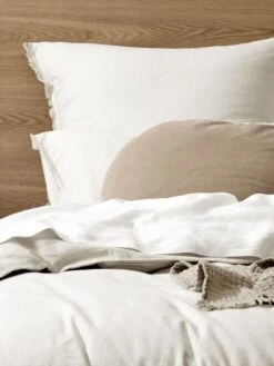 Chambray Fringe Quilt Cover - Natural -Best Home chambray fringe bed linen natural 2 1