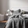 Chambray Coverlet - Smoke -Best Home chambray fringe bedcover smoke 01