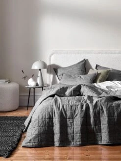 Easton Dome Table Lamp In Grey 9 Easton Dome Table Lamp In Grey -Best Home chambray fringe bedcover smoke 01 1