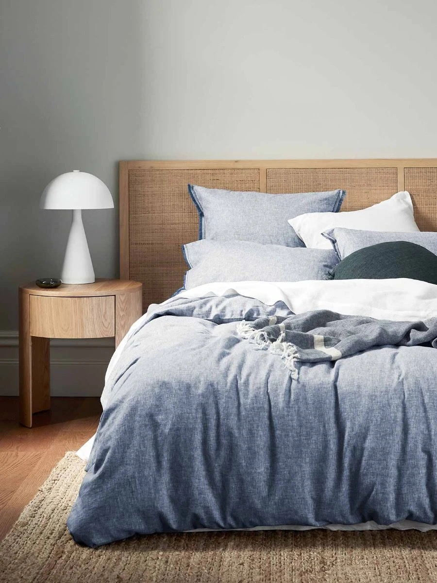 Chambray Fringe Standard Pillowcase - Denim 4 Chambray Fringe Standard Pillowcase - Denim - Image 2