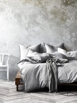 Chambray Fringe Standard Pillowcase - Dove -Best Home chambray fringe bedlinen dove 6