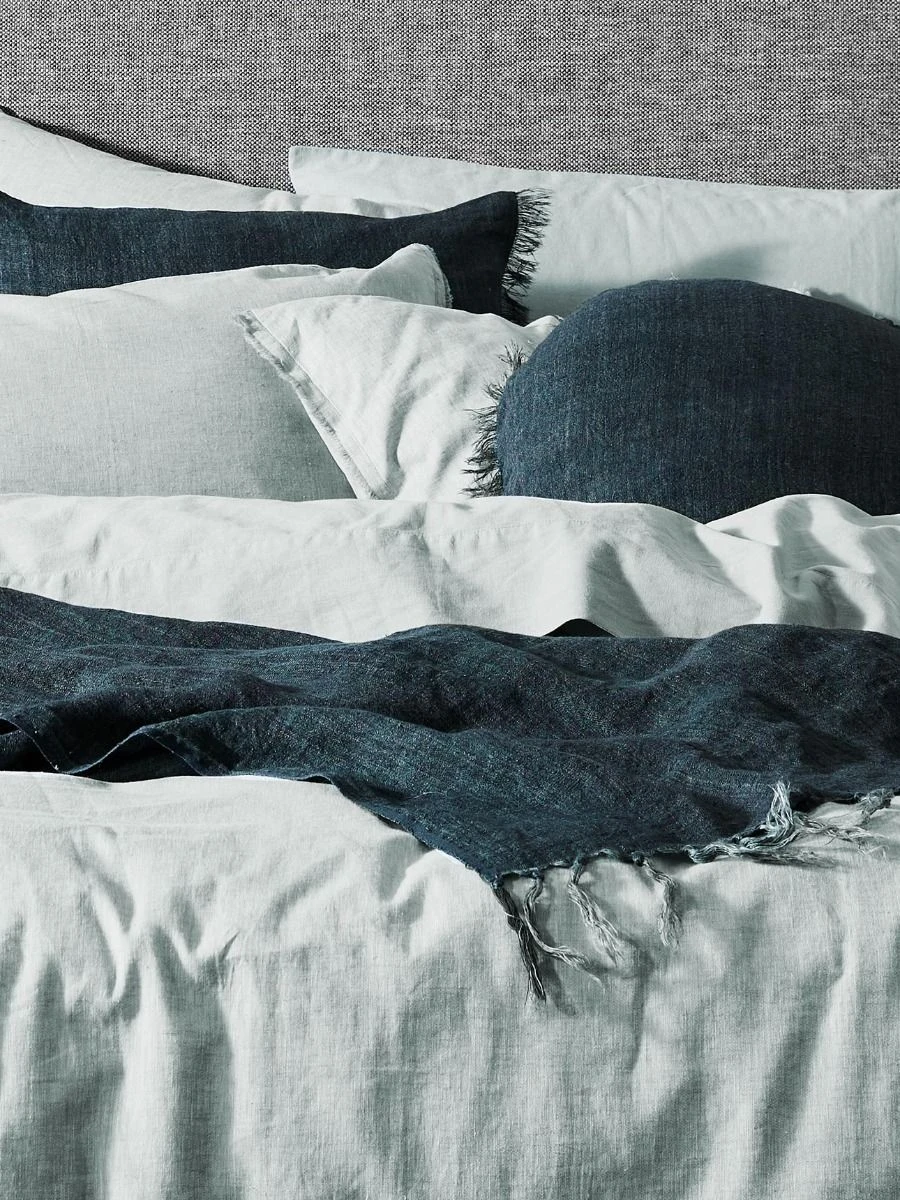 Chambray Fringe Quilt Cover - Mineral 4 Chambray Fringe Quilt Cover - Mineral - Image 2