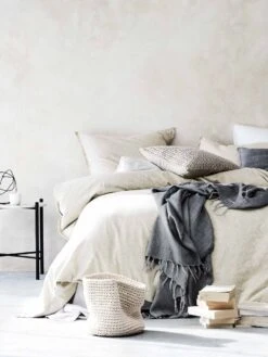 Chambray Fringe Quilt Cover - Natural -Best Home chambray fringe bedlinen natural 1 6