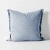 Chambray Fringe European Pillowcase - Denim 2 Chambray Fringe European Pillowcase - Denim -Best Home chambray fringe euro denim 1