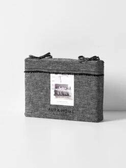 Chambray Fringe Quilt Cover - Smoke -Best Home chambray fringe quilt cover packaging smoke