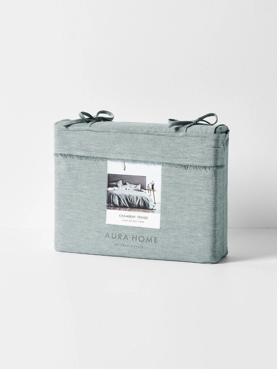 Chambray Fringe Quilt Cover - Mineral 6 Chambray Fringe Quilt Cover - Mineral - Image 4