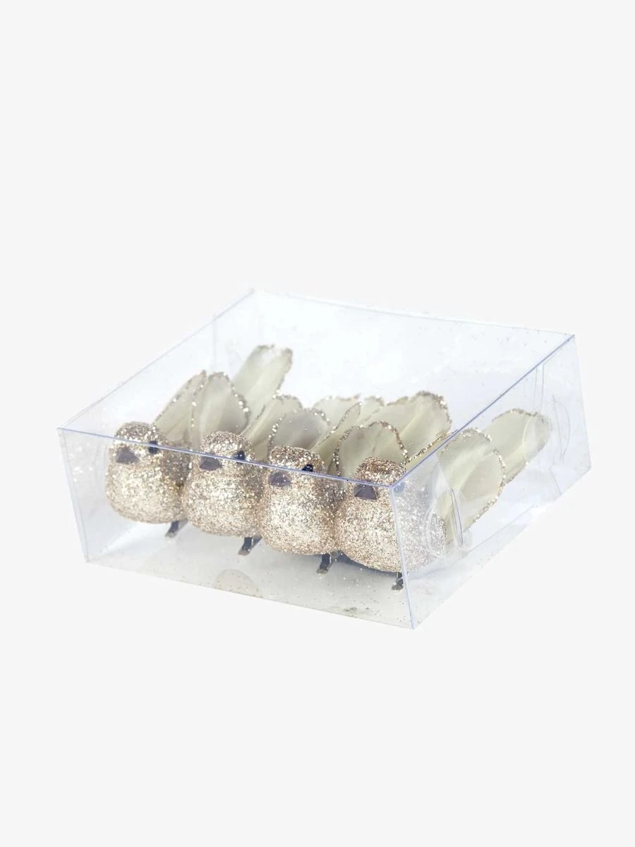 Feather Bird Decoration Set - Champagne 4 Feather Bird Decoration Set - Champagne - Image 2