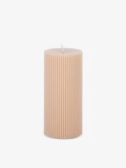 Fluted Medium Pillar Candle - Nude