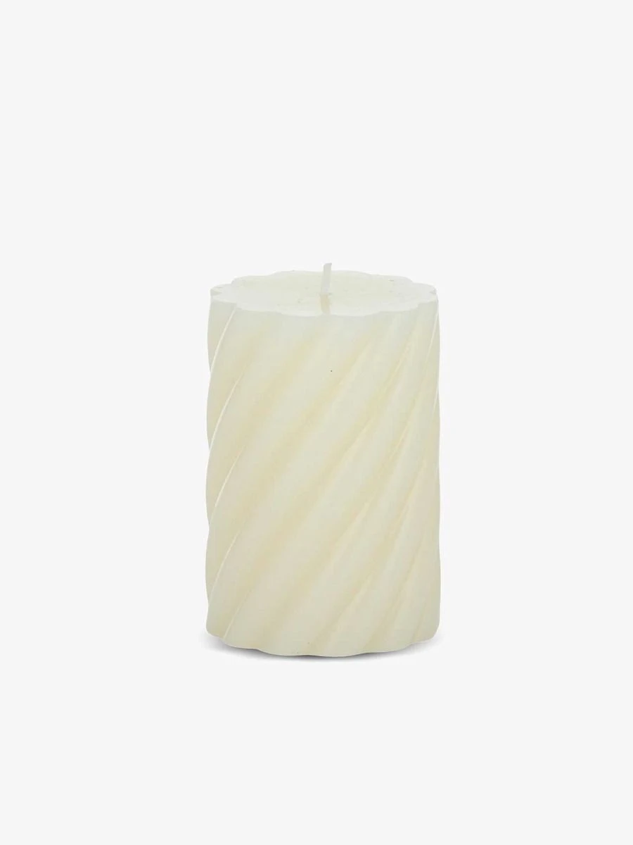 Twist Small Pillar Candle - Ivory 3 Twist Small Pillar Candle - Ivory