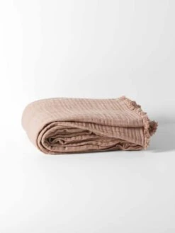 Crinkle Bed Cover - Pink Clay -Best Home crinkle throw pink clay