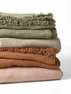 Crinkle Bed Cover - Elm -Best Home crinkle throw stack 1 1