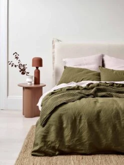 Emile Pure Linen Quilt Cover - Bronzed Olive