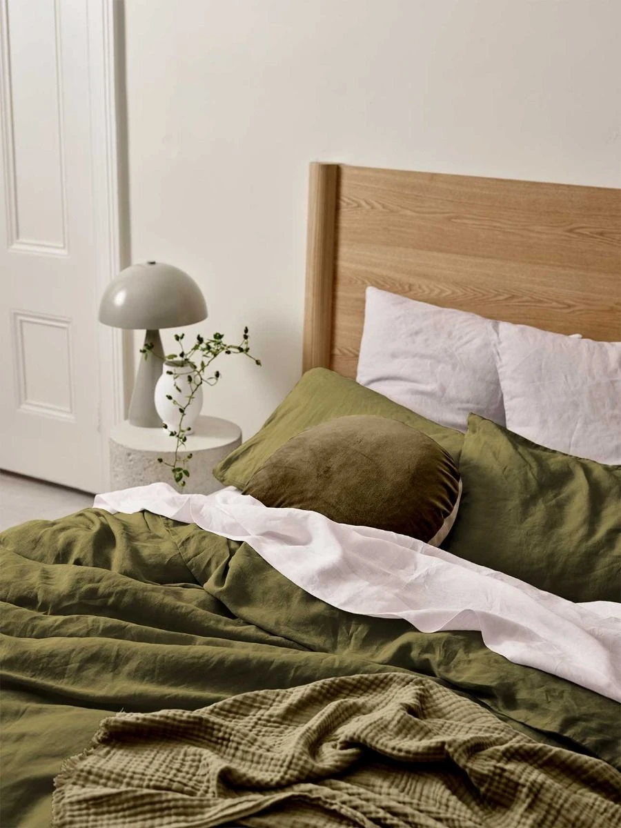 Emile Pure Linen Quilt Cover - Bronzed Olive 4 Emile Pure Linen Quilt Cover - Bronzed Olive - Image 2