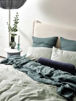 Emile Linen Standard Pillowcase - Mineral -Best Home emile bed linen mineral detail