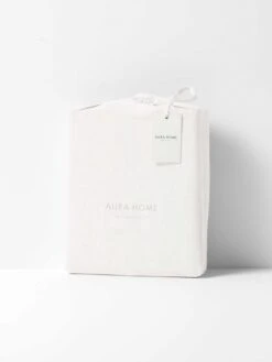 Emile Linen Flat Sheet - Marshmallow -Best Home emile packaging quilt cover marshmallow 1 3