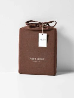 Emile Linen Flat Sheet - Clove -Best Home emile pure linen flat sheet clove packaging 2