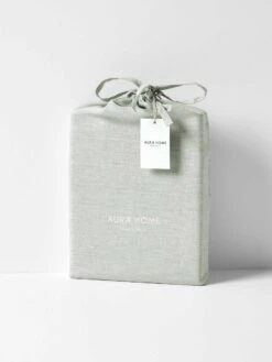 Emile Linen Fitted Sheet - Mineral -Best Home emile pure linen flat shet mineral packaging 2