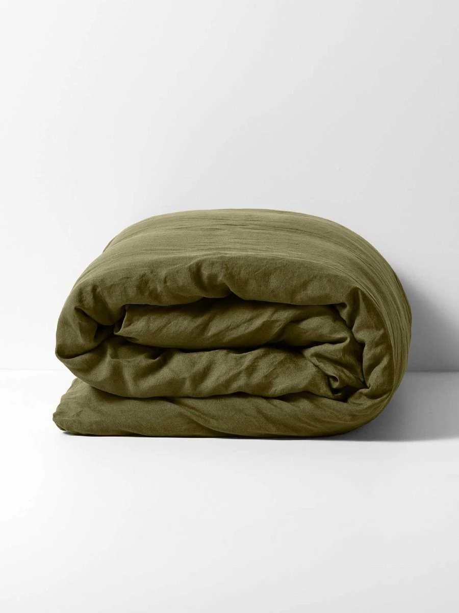 Emile Pure Linen Quilt Cover - Bronzed Olive 6 Emile Pure Linen Quilt Cover - Bronzed Olive - Image 4