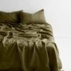 Emile Linen Flat Sheet - Bronzed Olive -Best Home emile sheets bronzed olive 1
