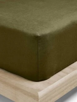 Emile Linen Fitted Sheet - Bronzed Olive
