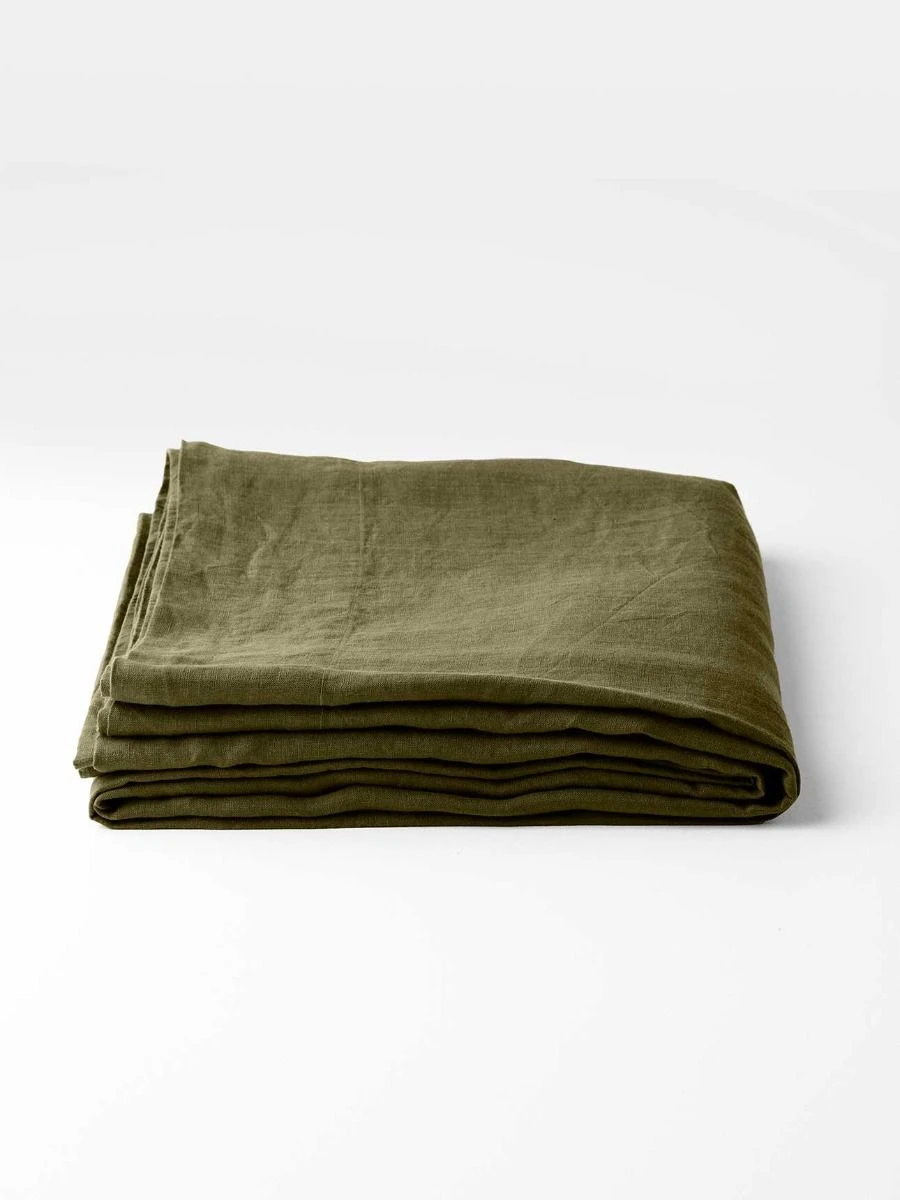 Emile Linen Flat Sheet - Bronzed Olive 5 Emile Linen Flat Sheet - Bronzed Olive - Image 3
