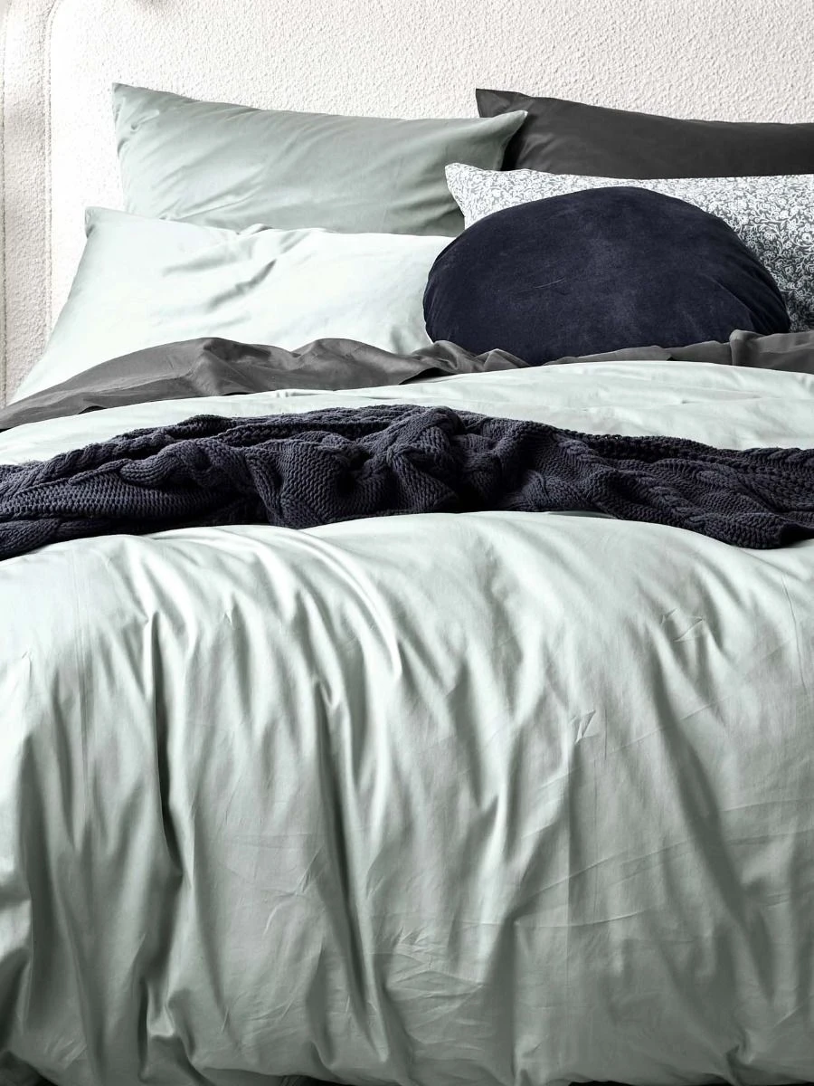 Halo Organic Sateen Quilt Cover - Mist 4 Halo Organic Sateen Quilt Cover - Mist - Image 2