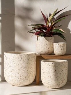 Inken Lightweight Shell Pot - Medium -Best Home inartisan inken lightweight shell finish curved pots 1