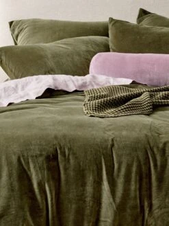 Luxury Velvet Quilt Cover - Caper -Best Home luxury velvet bed linen caper detail 2