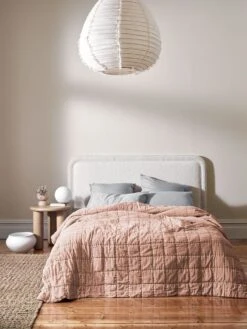 Hugo Ridge Bedhead In Chalk Boucle - Queen -Best Home luxury velvet bedcover rosewater full