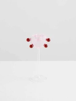 Grand Pompom Candleholder - Pink -Best Home maison balzac grand pompom candle holder clear with pink amber 2