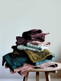 Maya Hand Towel - Clay -Best Home maya bath towels stacked 7