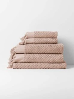 Milos Bath Towel Set - Pink Clay