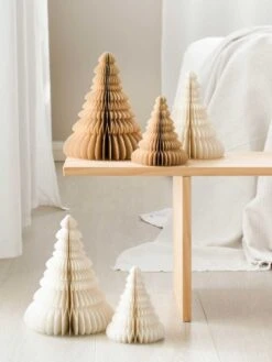 Paper Standing Christmas Tree 24cm - Flaxseed -Best Home nordic rooms christmas standing trees flaxseed white 3