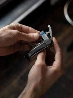 Leather Key Organiser - Black -Best Home orbitkey leather black black stitching 4