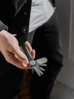 Leather Key Organiser - Charcoal Grey -Best Home orbitkey leather charcoal grey stitching 4