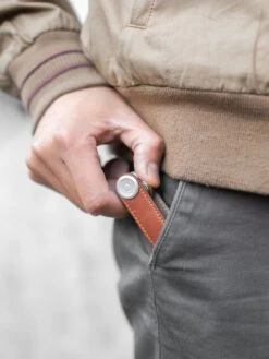 Leather Key Organiser - Cognac -Best Home orbitkey leather cognac tan stitching 5