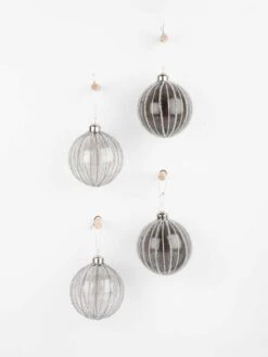 Papaya Alaska Christmas Glass Baubles Set - Smoke