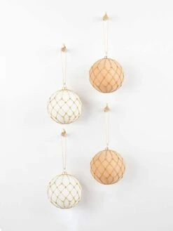 Papaya Fable Christmas Glass Baubles Set - Amber