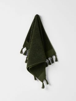 Paros Rib Hand Towel - Olive Night