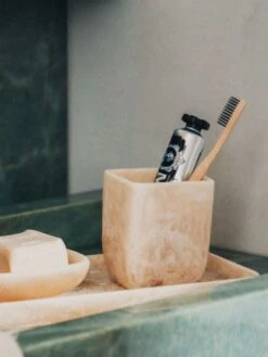 Flow Toothbrush Holder - Peach Blush -Best Home saarde flow resin toothbrush holder peach blush 3