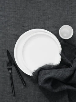 Vintage Linen Tablecloth - Charcoal -Best Home vintage linen fringe tablelinen charcoal