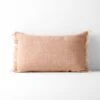 Vintage Linen Fringe Rectangle Cushion - Clay -Best Home vintage linen fringe long cushion clay