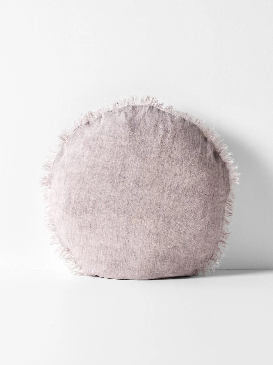 Vintage Linen Fringe 55cm Round Cushion - Dusk