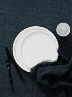 Vintage Linen Tablecloth - Slate -Best Home vintage linen fringe tablelinen slate